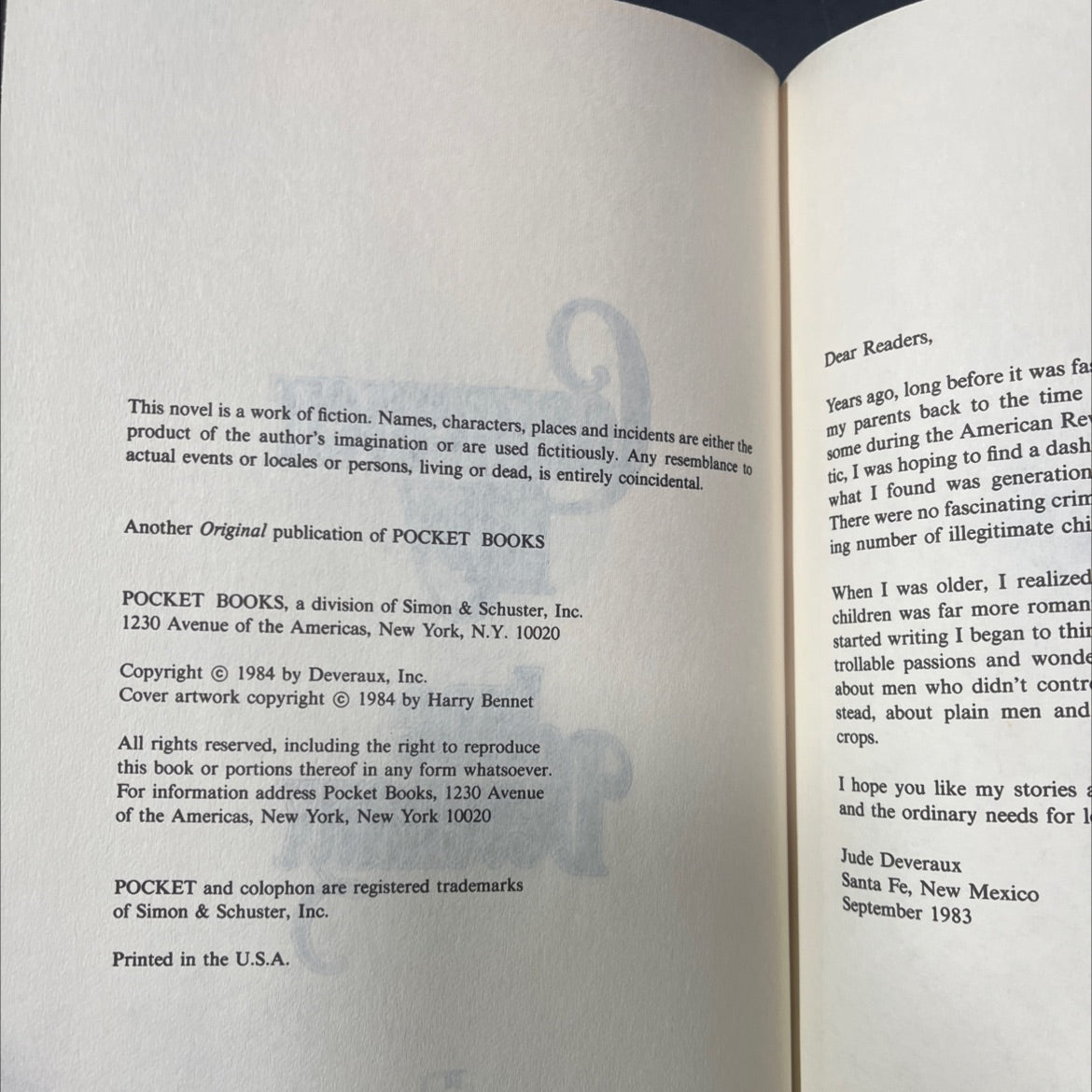 outeriet book, by jude deveraux, 1984 Hardcover image 3