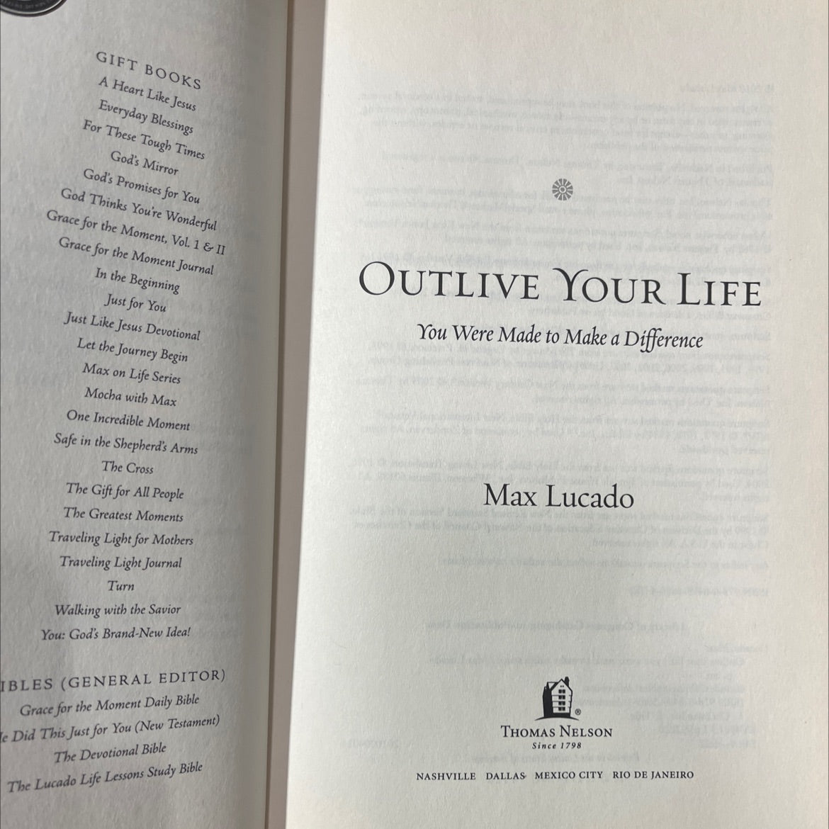 SIGNED outlive your life: you were made to make a difference book, by max lucado, 2010 Hardcover image 2