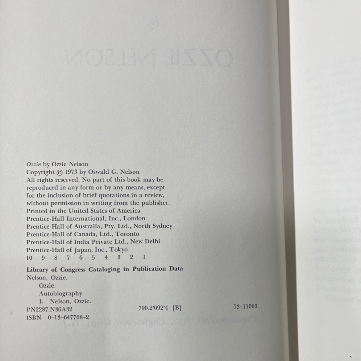 ozzie book, by ozzie nelson, 1973 Hardcover image 3