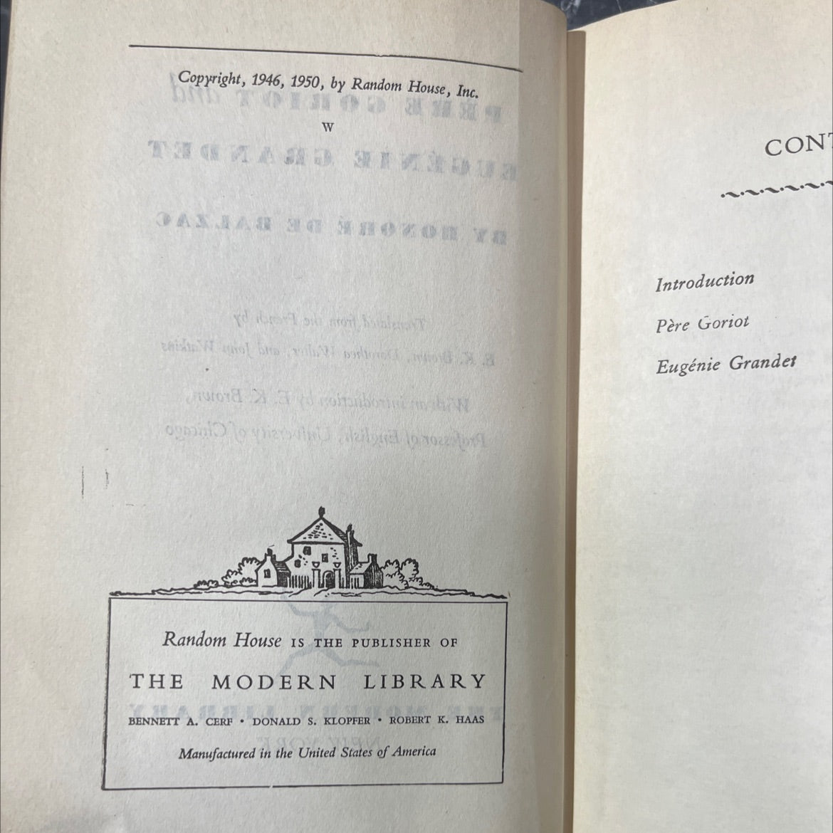 père goriot and eugénie grandet book, by honoré de balzac, 1950 Hardcover image 3