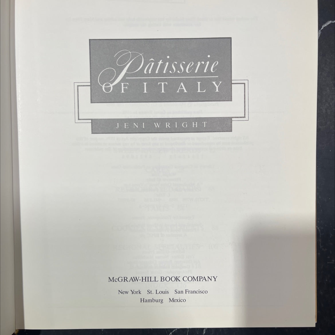 pâtisserie of italy book, by jeni wright, 1988 Hardcover image 2
