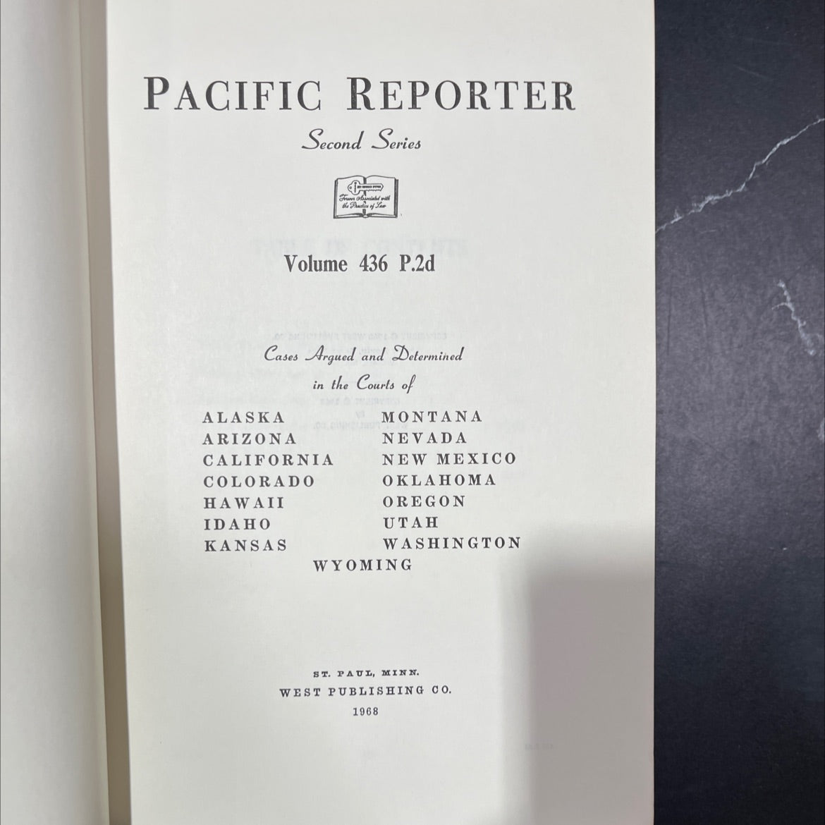 pacific reporter second series volume 436 p.2d cases argued and determined book, by unknown, 1968 Hardcover, Vintage image 2