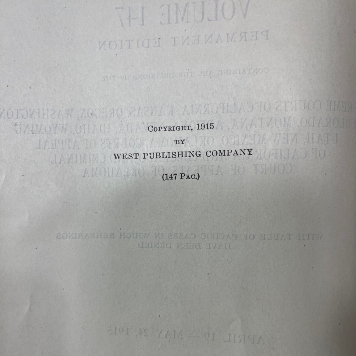 pacific reporter with key-number annotations book, by unknown, 1915 Hardcover image 3