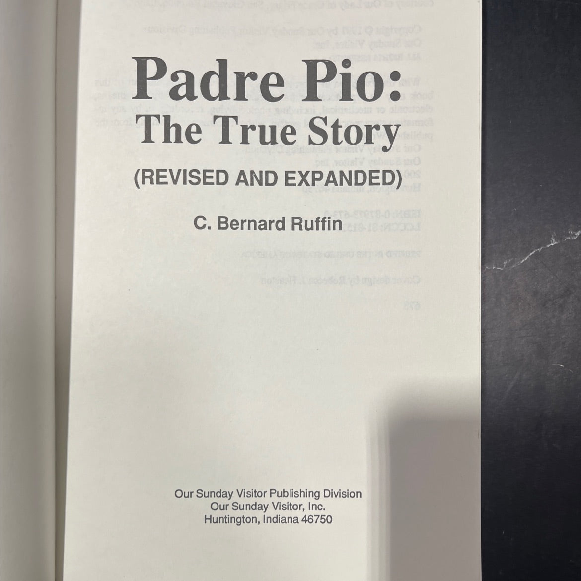 padre pio: the true story book, by c. bernard ruffin, 1991 Paperback image 2