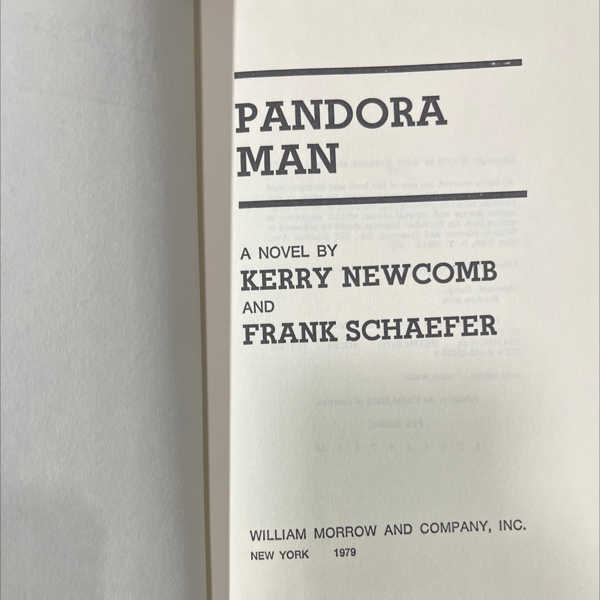 pandora man book, by kerry newcomb and frank schaefer, 1979 Hardcover image 2