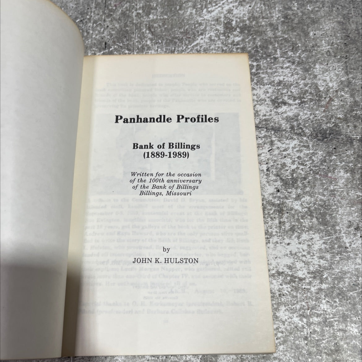 panhandle profiles bank of billings (1889-1989) book, by john k. hulston, 1989 Paperback image 2