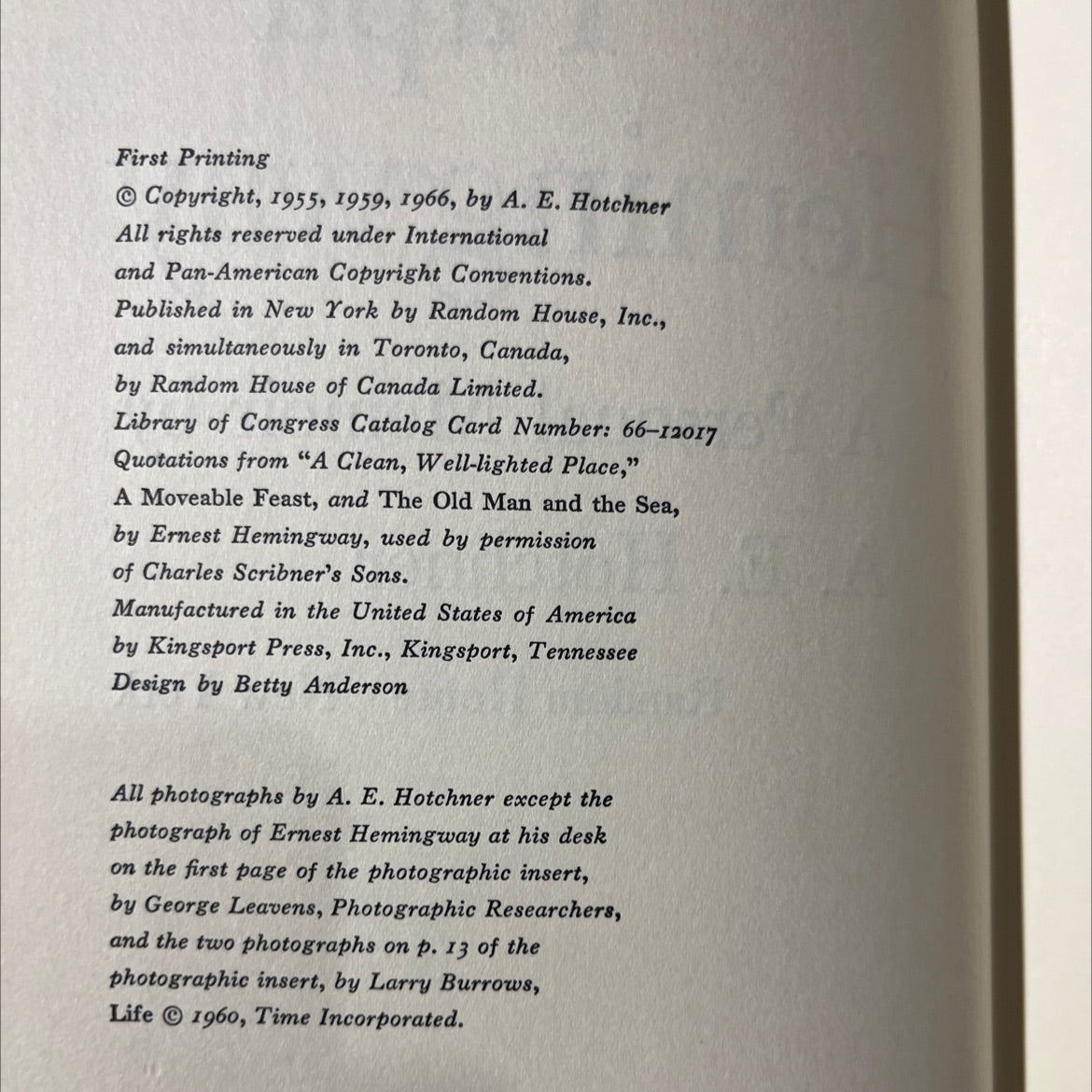 papa hemingway a personal memoir book, by a. e. hotchner, 1966 Hardcover image 3