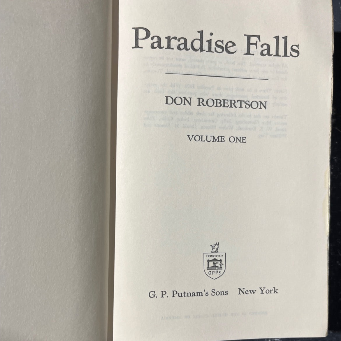 paradise falls book, by don robertson, 1968 Hardcover image 2