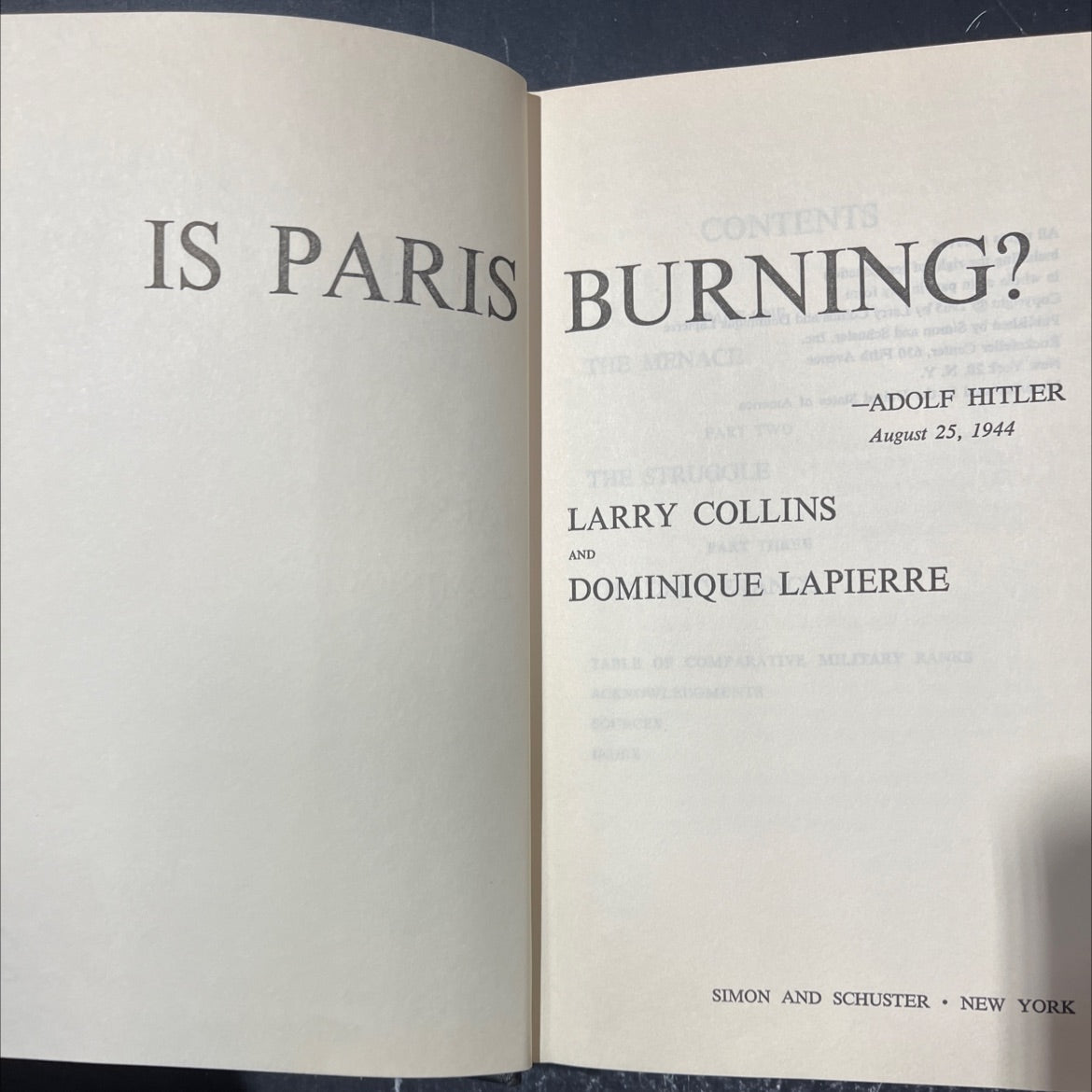 paris burning? book, by larry collins and dominique lapierre, 1965 Hardcover image 2