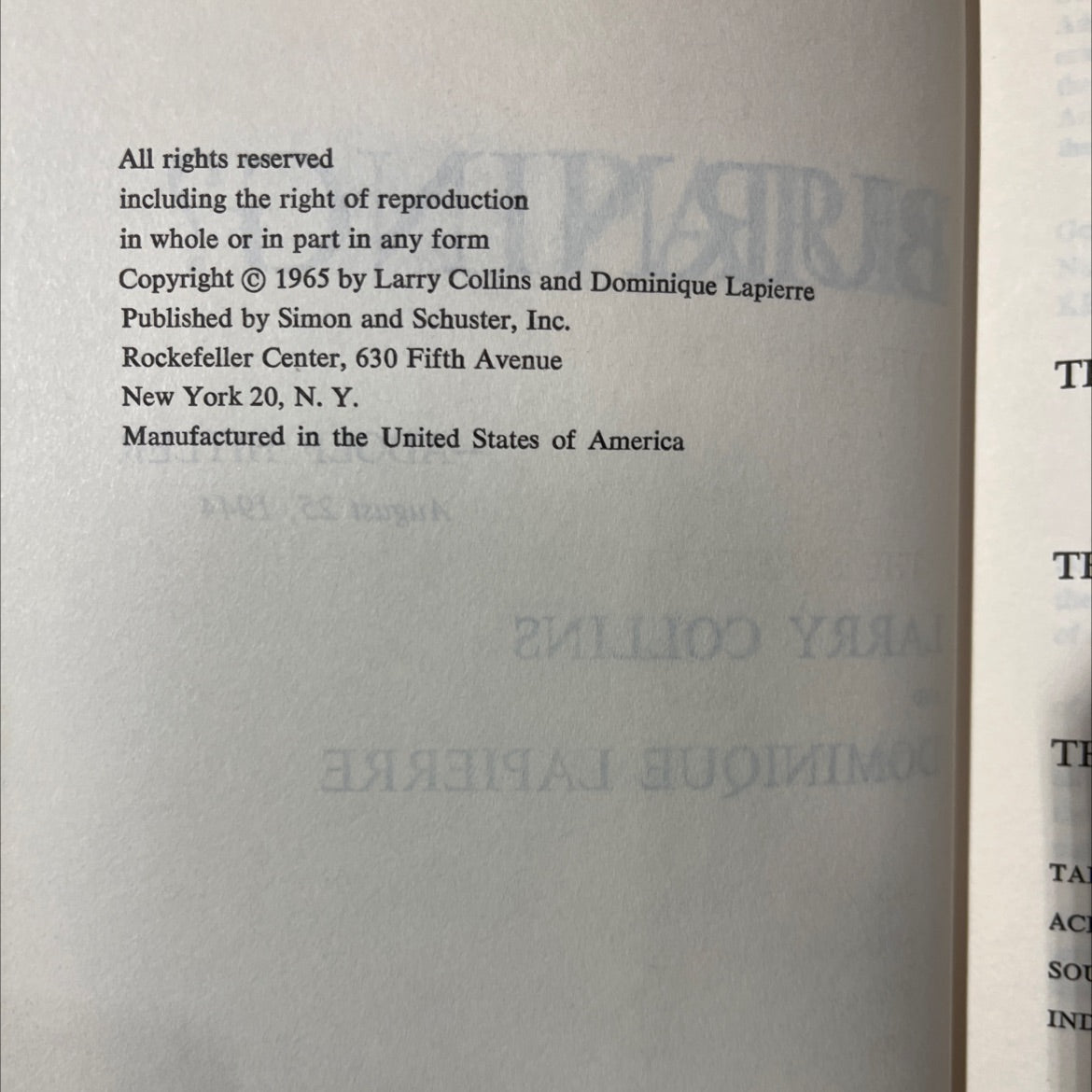 paris burning? book, by larry collins and dominique lapierre, 1965 Hardcover image 3