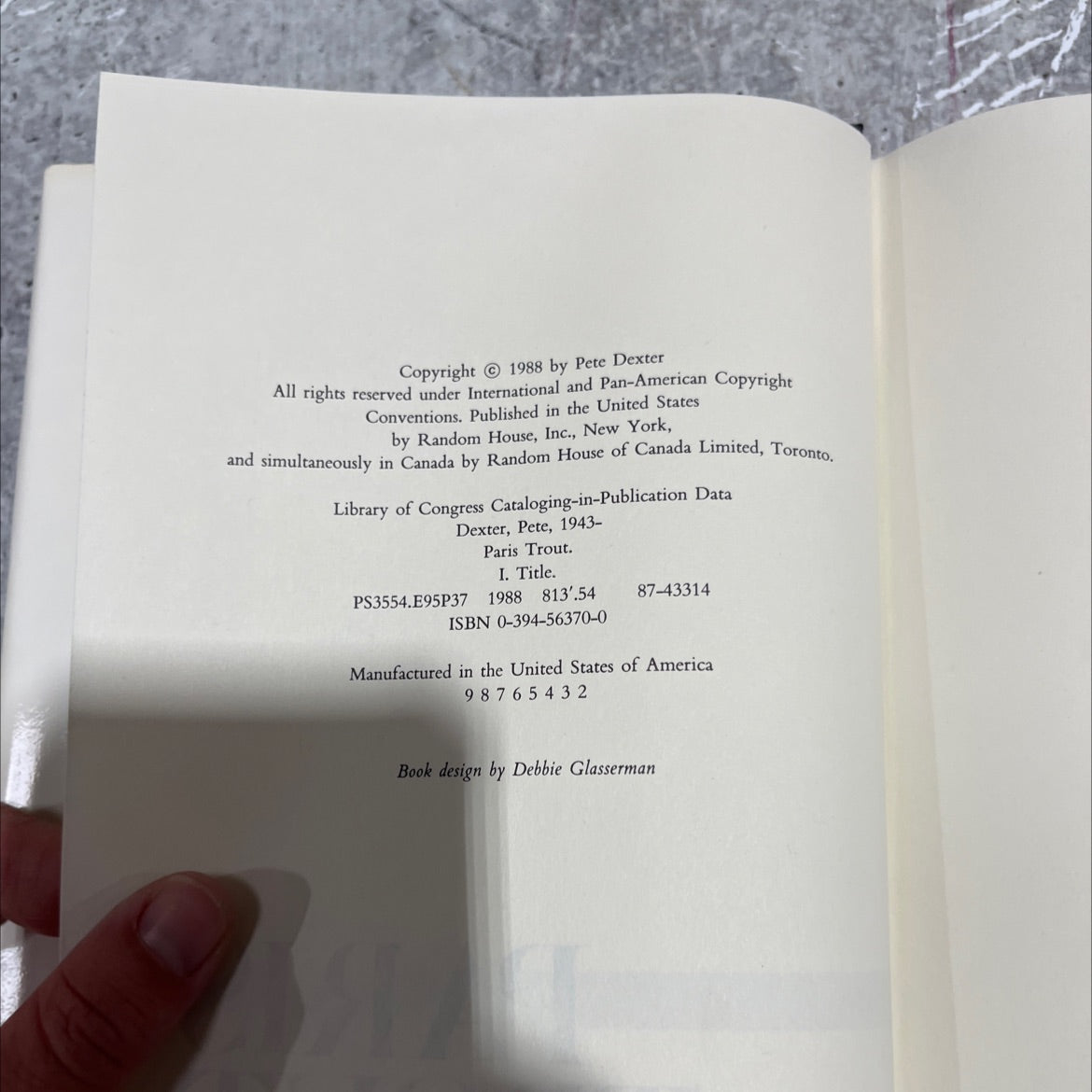 paris trout book, by pete dexter, 1988 Hardcover image 3