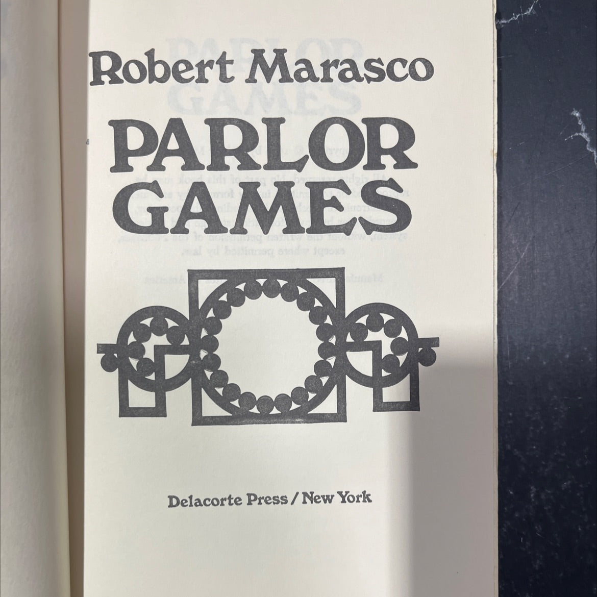 parlor games book, by Robert Marasco, 1979 Hardcover image 2
