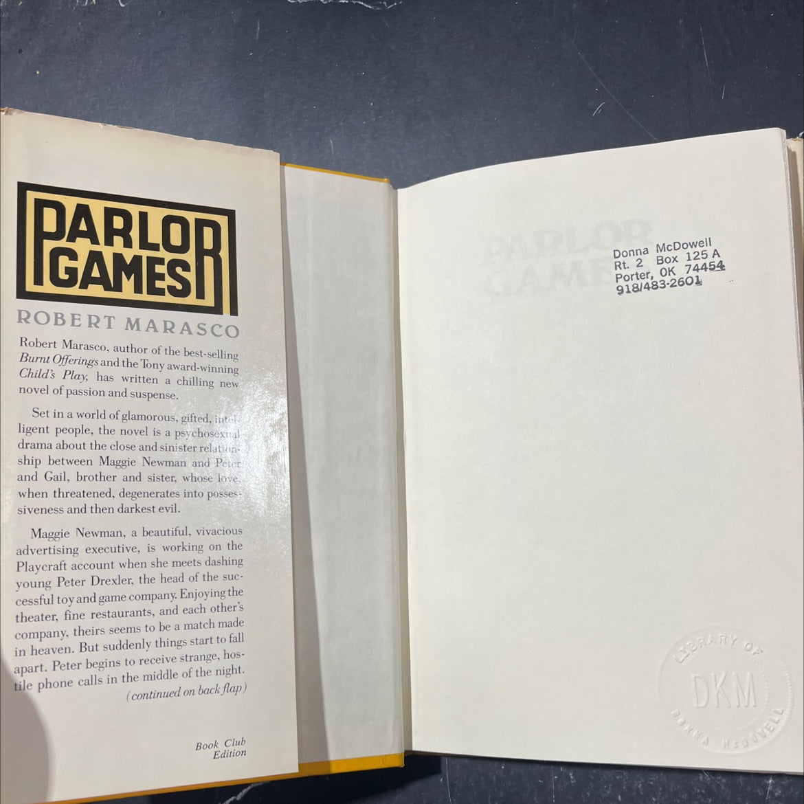 parlor games book, by Robert Marasco, 1979 Hardcover image 4