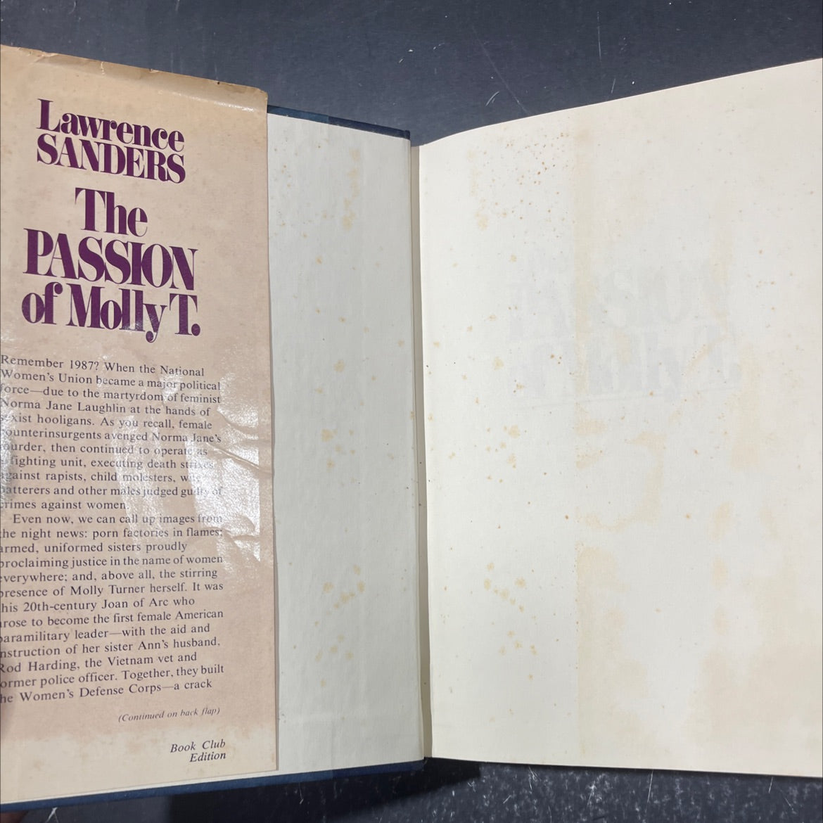 the note passion of molly t. lawrence book, by lawrence sanders, 1984 Hardcover image 4