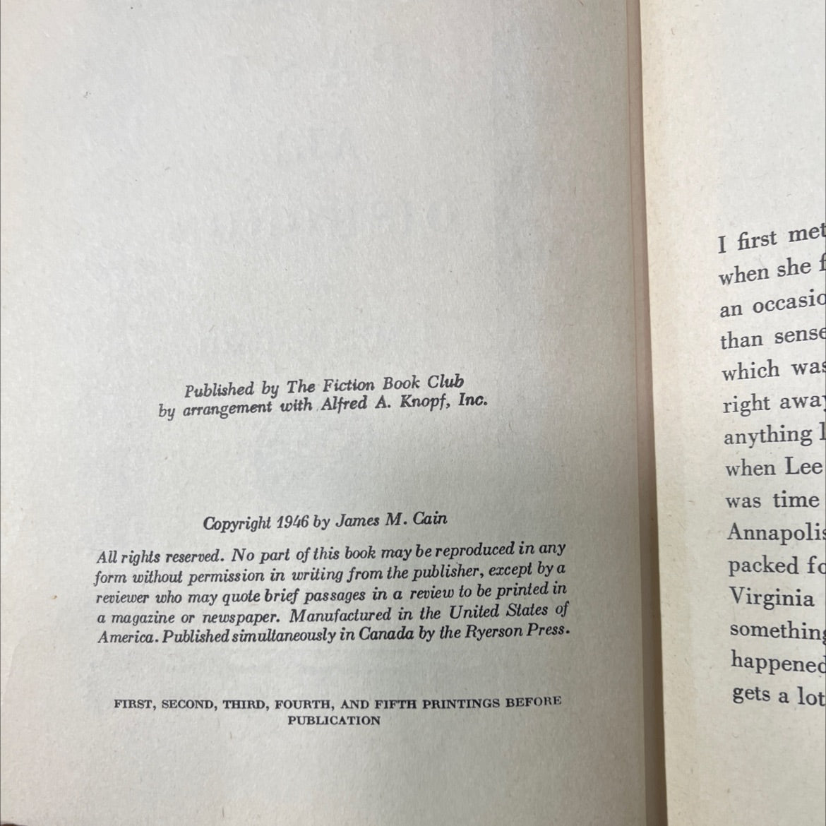 past all dishonor book, by james m. cain, 1946 Hardcover image 3