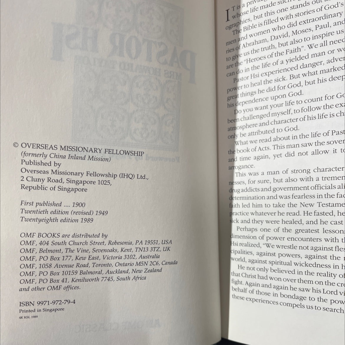 pastor hsi book, by mrs howard taylor, 1989 Hardcover image 3