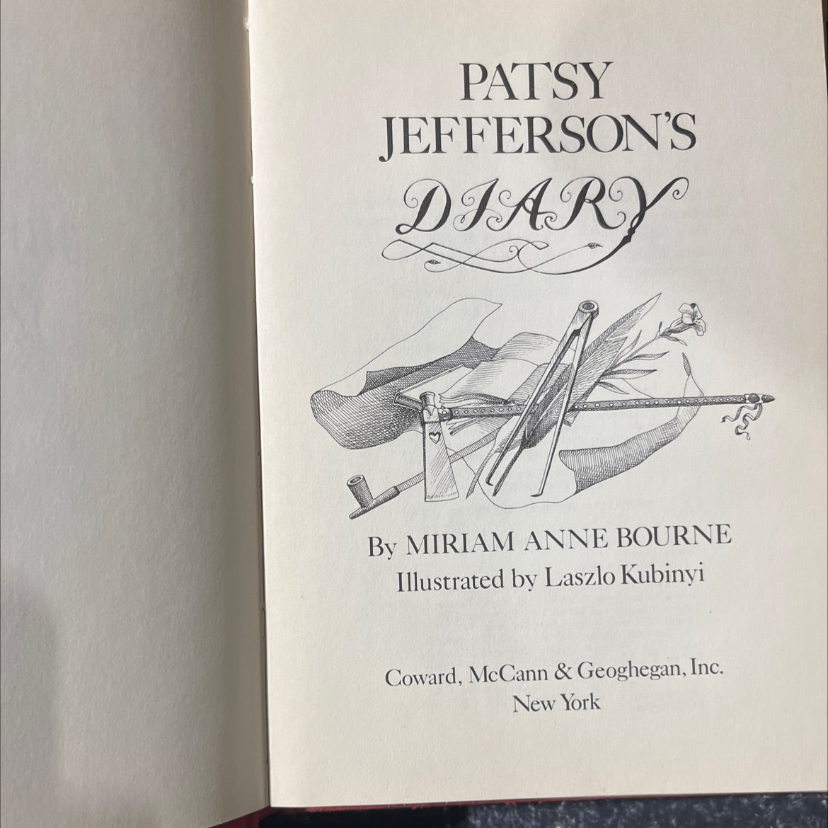 patsy jefferson's diary book, by miriam anne bourne, 1976 Hardcover image 2