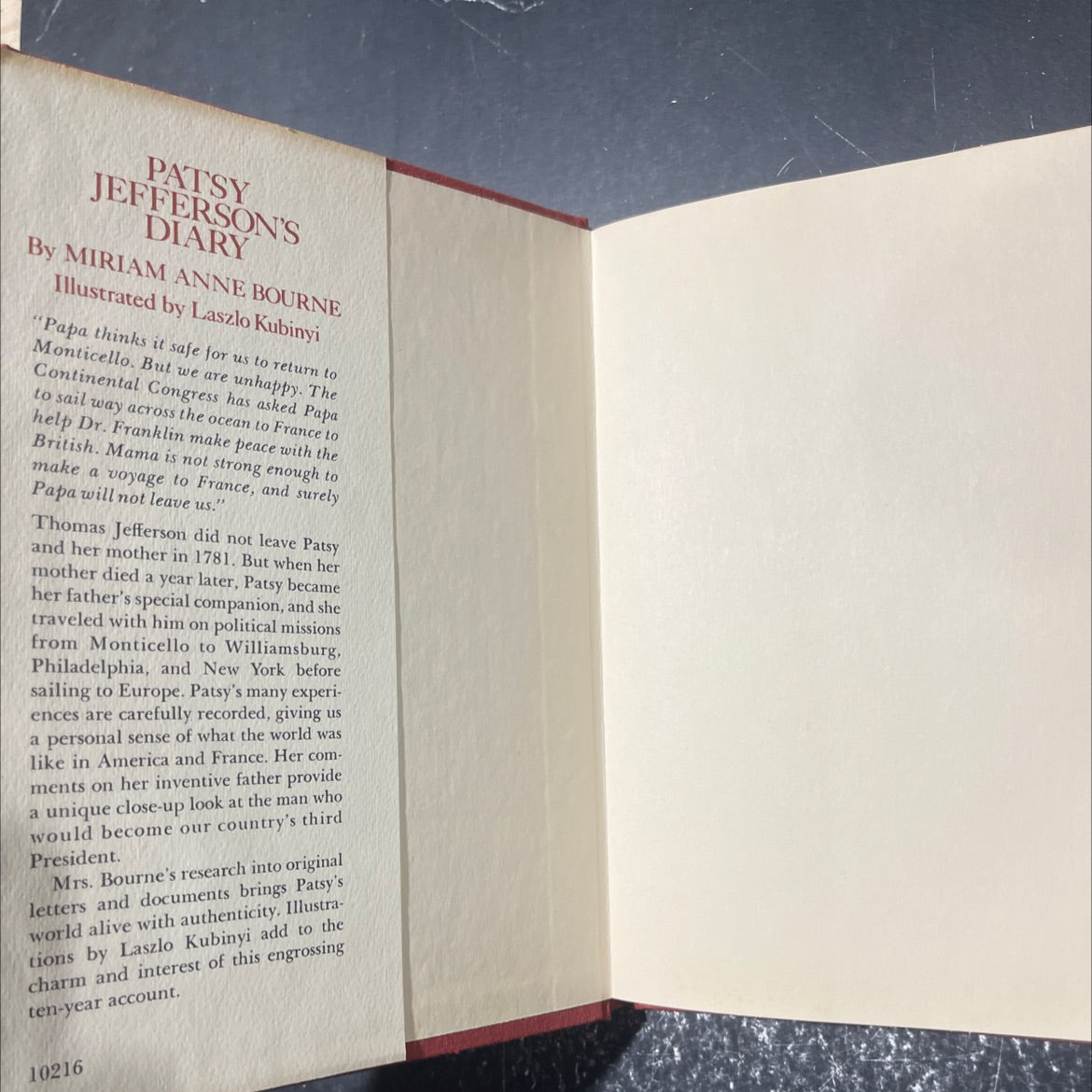 patsy jefferson's diary book, by miriam anne bourne, 1976 Hardcover image 4