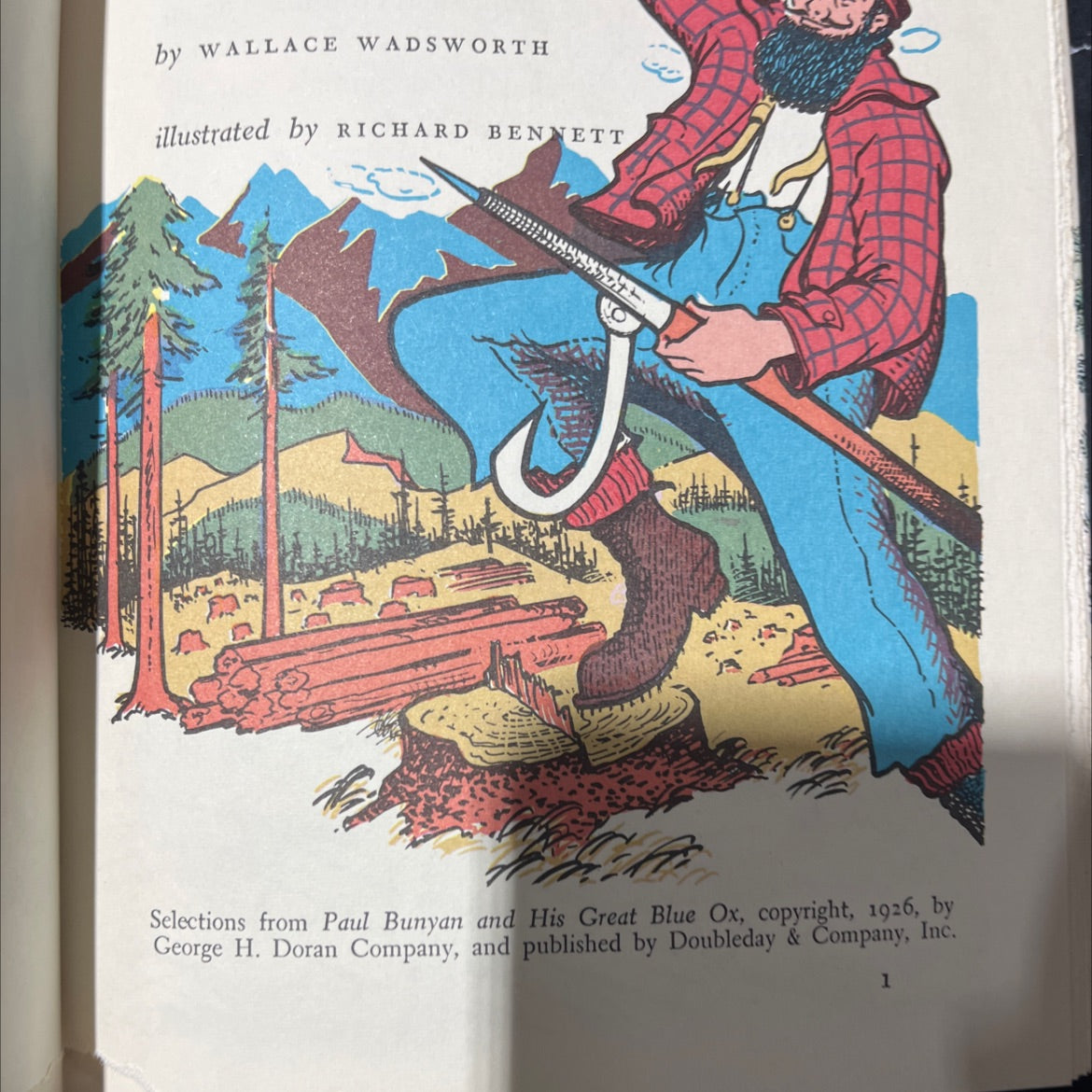 paul bunyan: hero of the lumber woods book, by wallace wadsworth, 1970 Hardcover image 3