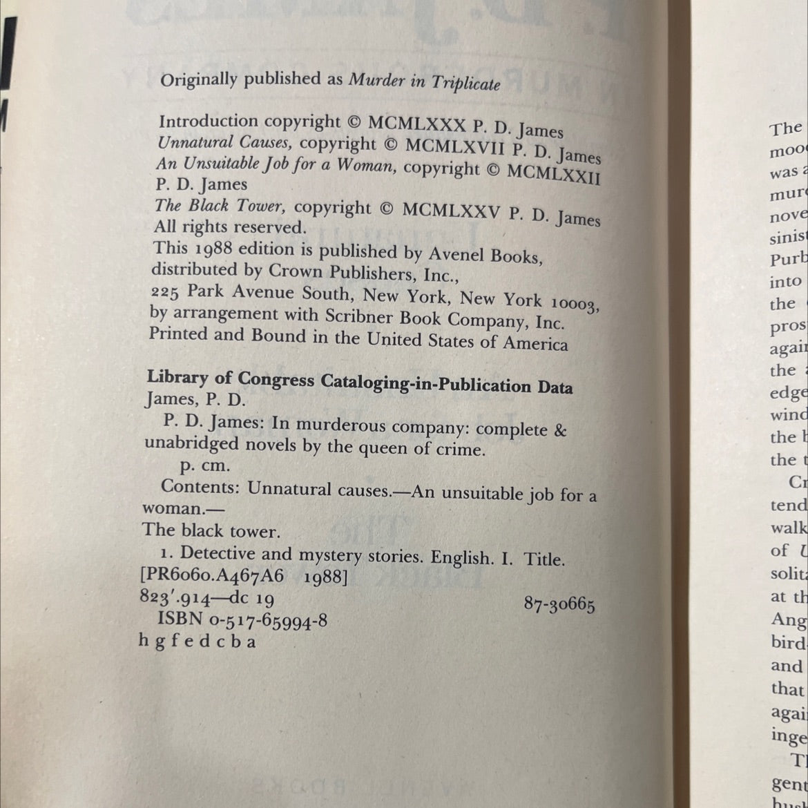 pd james in murderous company complete & unabridged novels by the queen of crime book, by P. D. James, 1988 Hardcover image 3