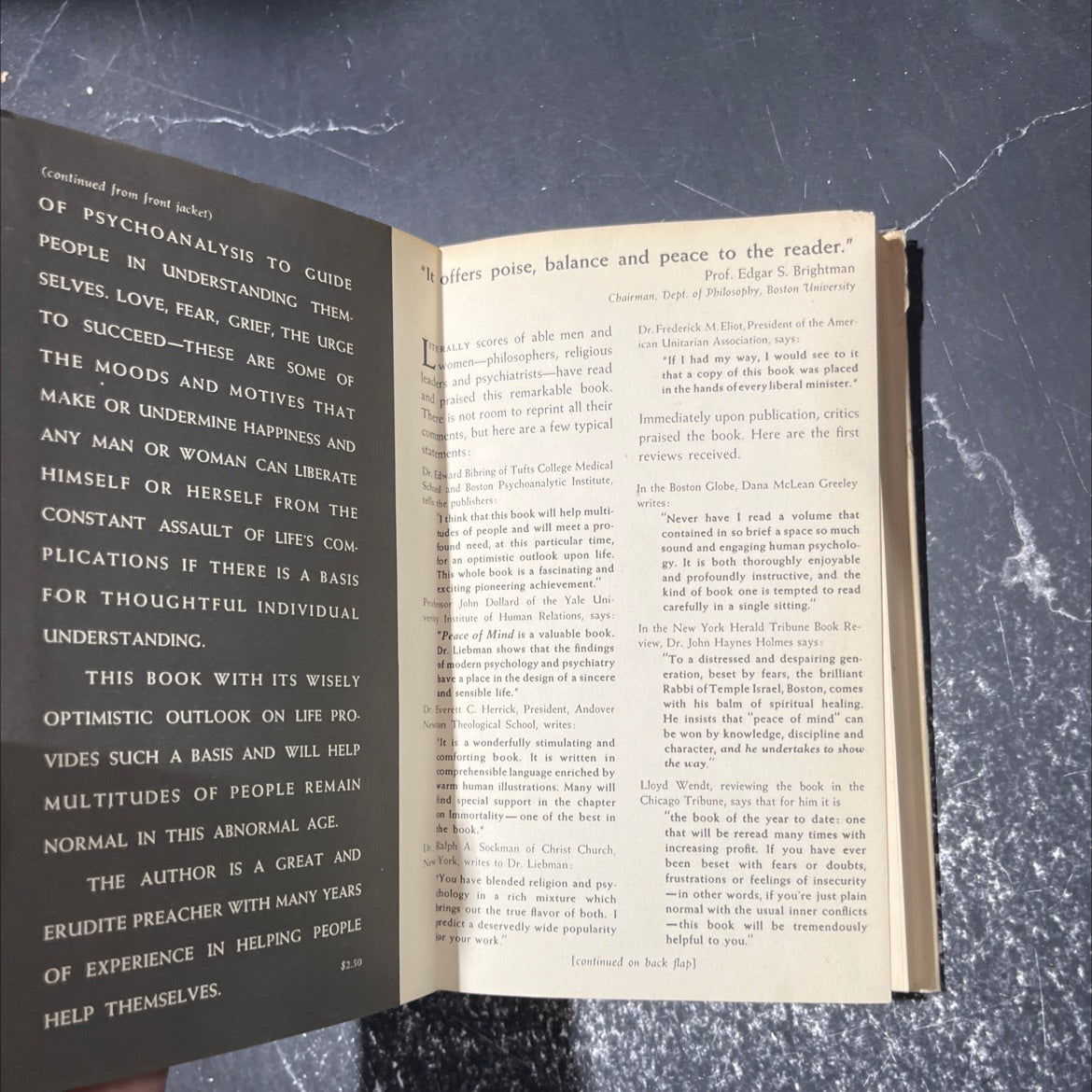 peace of mind book, by Joshua Loth Liebman, 1948 Hardcover image 4