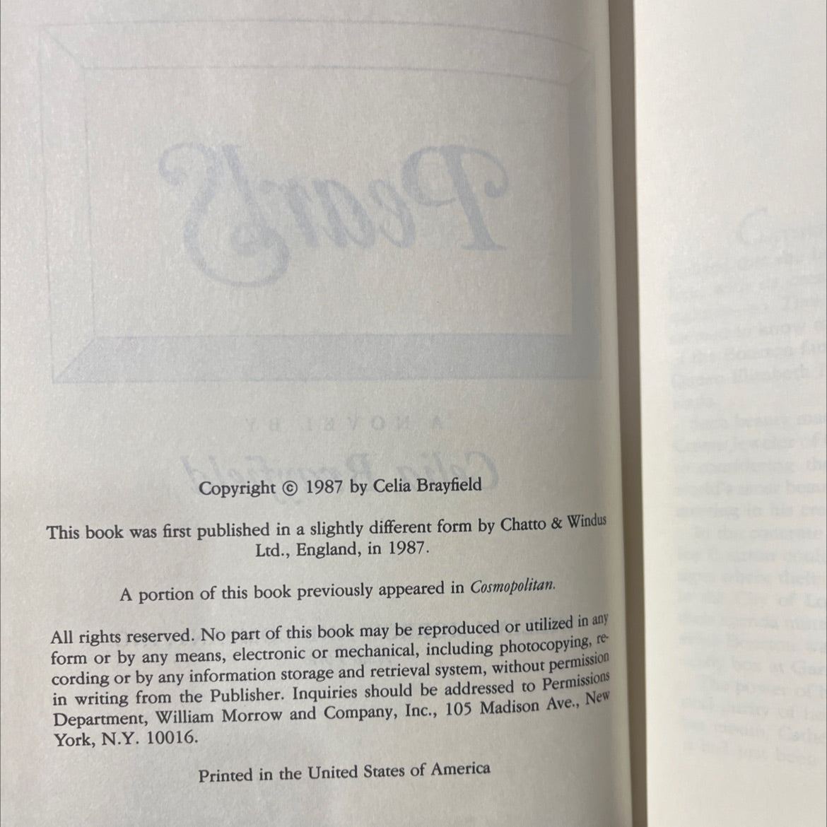 pearl book, by celia brayfield, 1987 Hardcover image 3