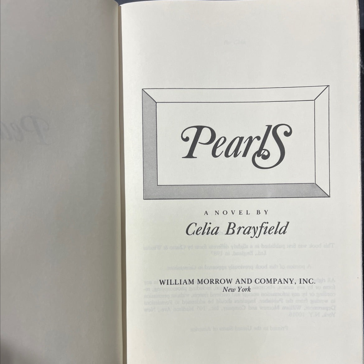 pearl book, by celia brayfield, 1987 Hardcover image 2