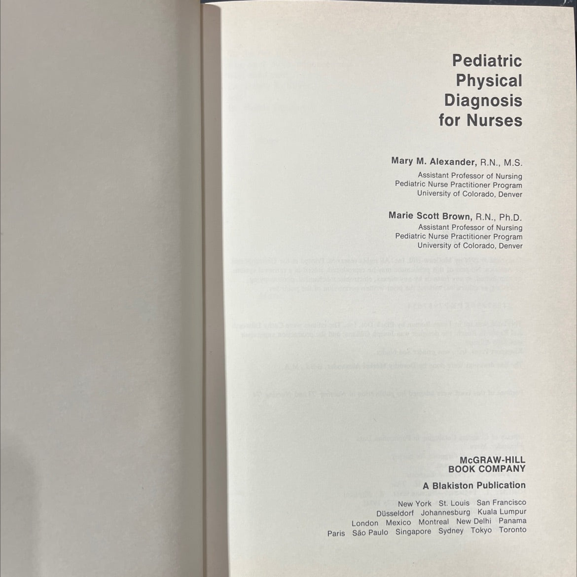 pediatric physical diagnosis for nurses book, by Mary M. Alexander, Marie Scott Brown, 1974 Hardcover image 2