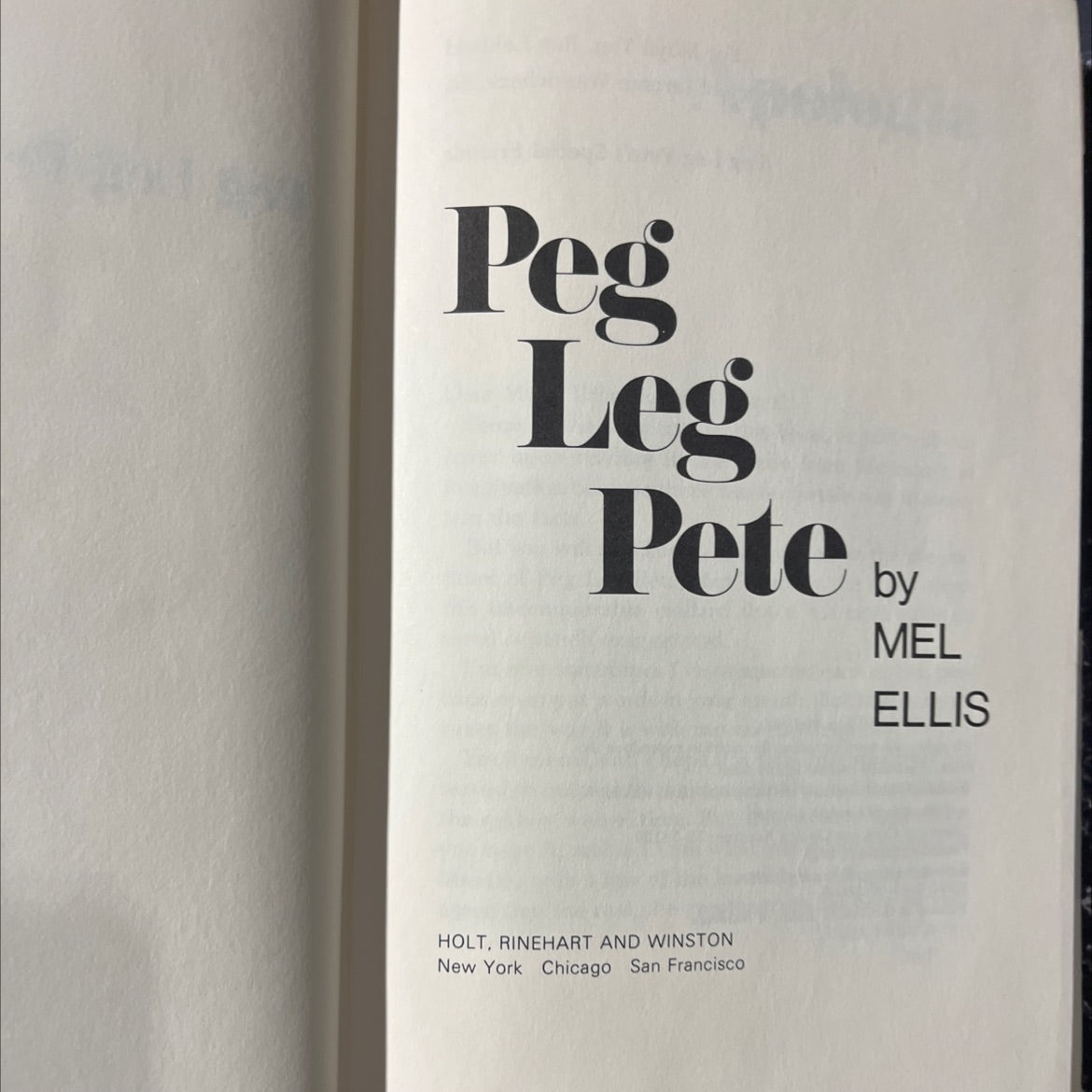 pegi leg pete book, by mel ellis, 1973 Hardcover image 2