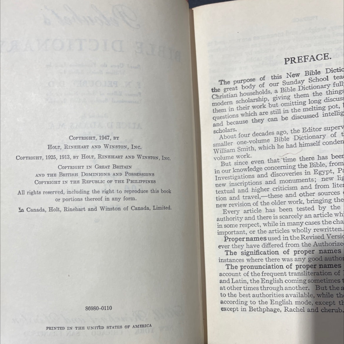 peloubet's bible dictionary book, by f. n. peloubet, 1947 Hardcover image 3
