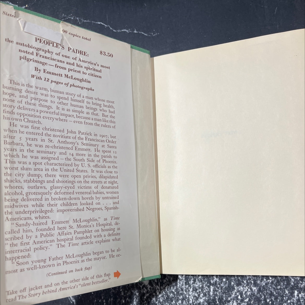 people's padre an autobiography book, by Emmett McLoughlin, 1959 Hardcover image 4