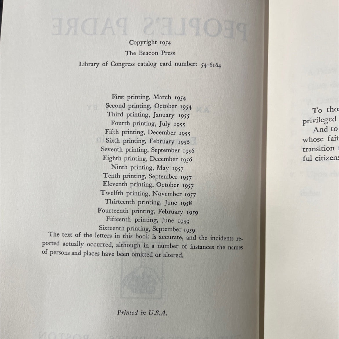 people's padre an autobiography book, by Emmett McLoughlin, 1959 Hardcover image 3
