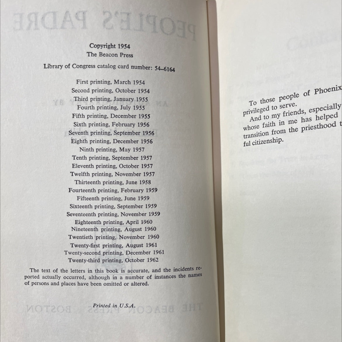 people's padre an autobiography book, by Emmett McLoughlin, 1962 Hardcover image 3