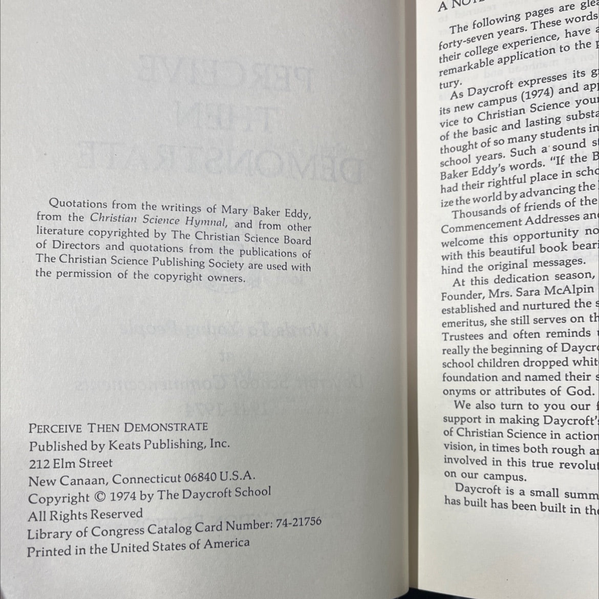 perceive then demonstrate book, by not stated, 1974 Hardcover image 3