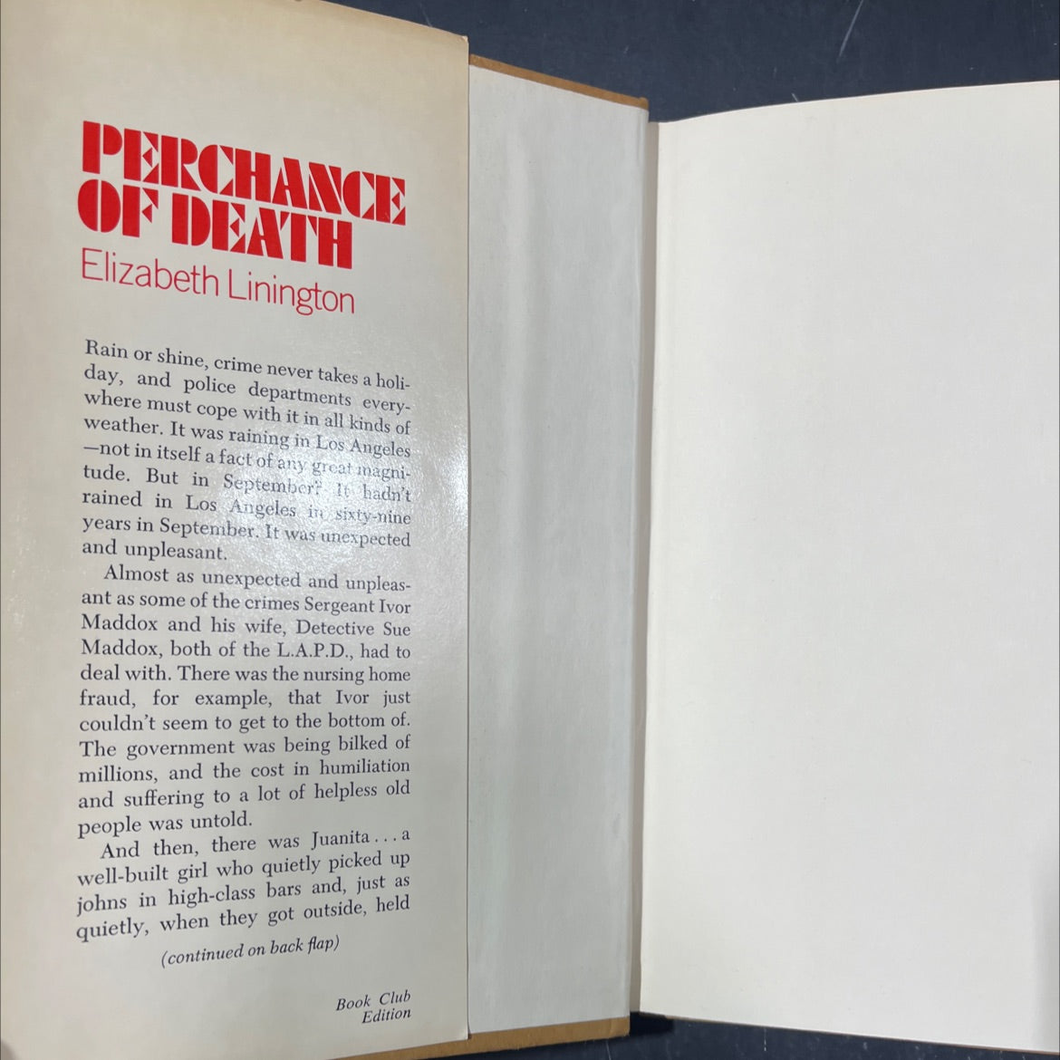 perchance of death book, by elizabeth linington, 1977 Hardcover image 4