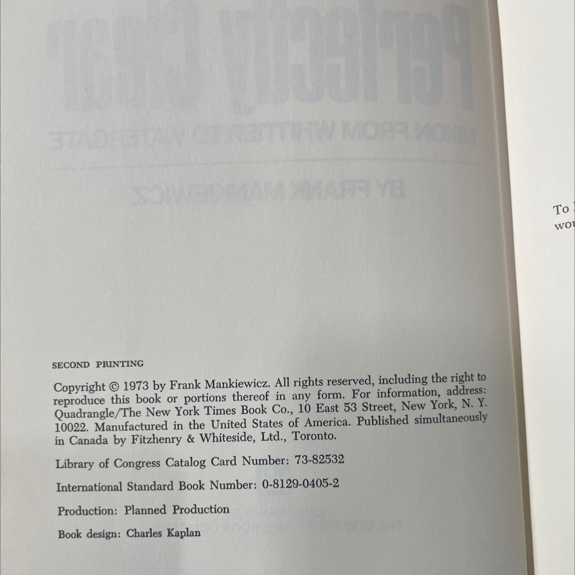 perfectly clear nixon from whittier to watergate book, by frank mankiewicz, 1973 Hardcover image 3