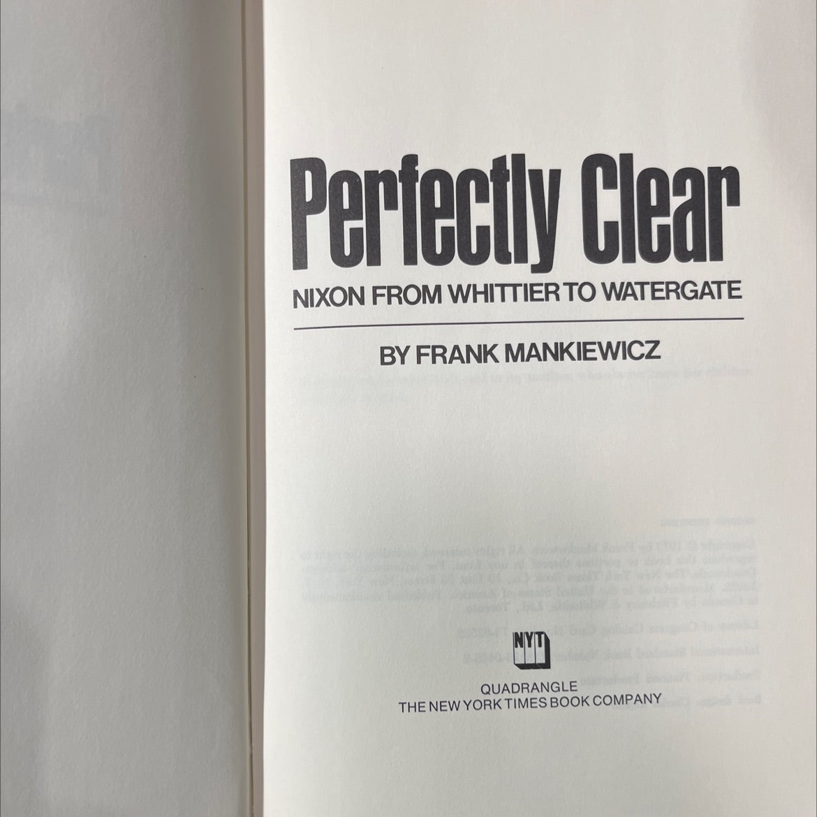 perfectly clear nixon from whittier to watergate book, by frank mankiewicz, 1973 Hardcover image 2