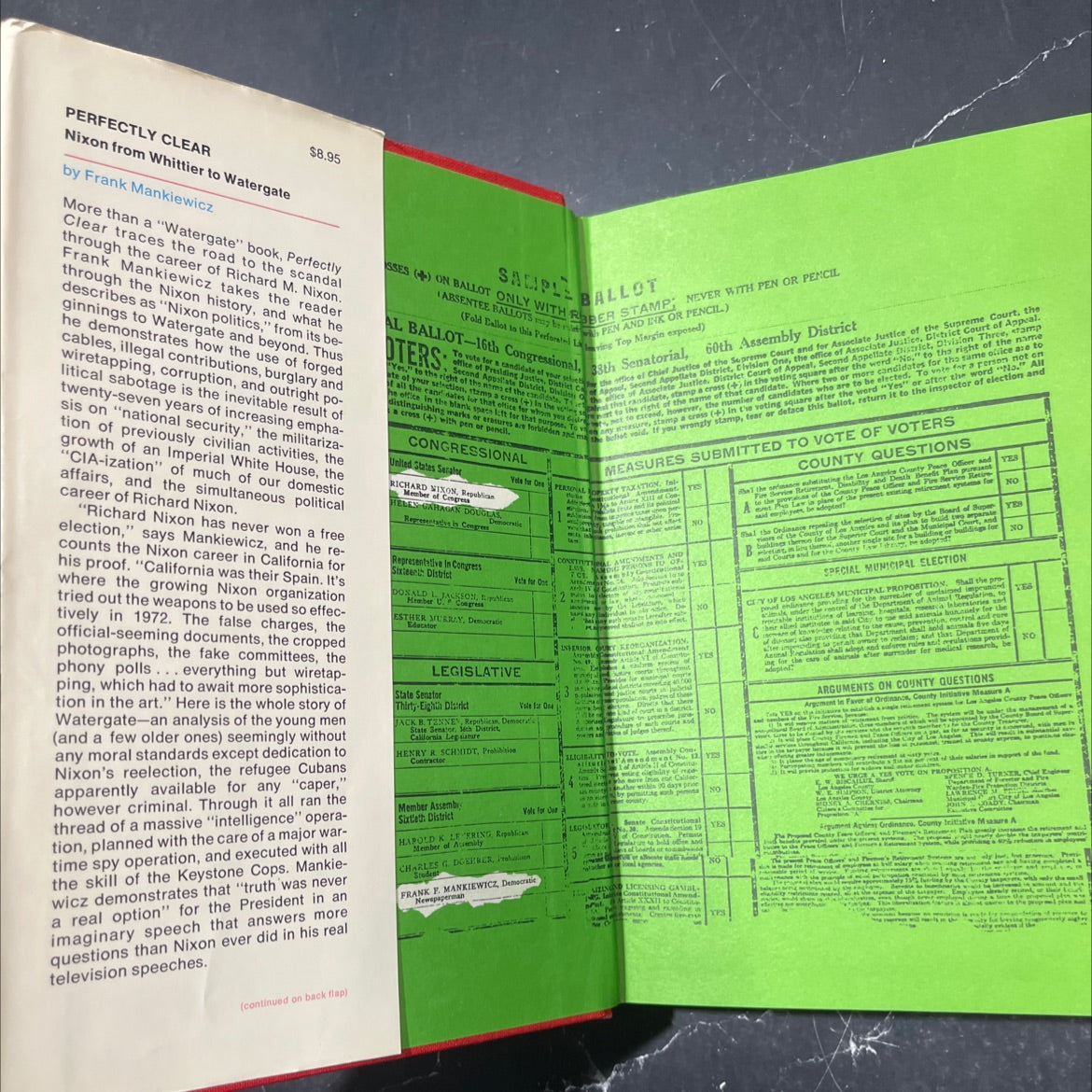 perfectly clear nixon from whittier to watergate book, by frank mankiewicz, 1973 Hardcover image 4