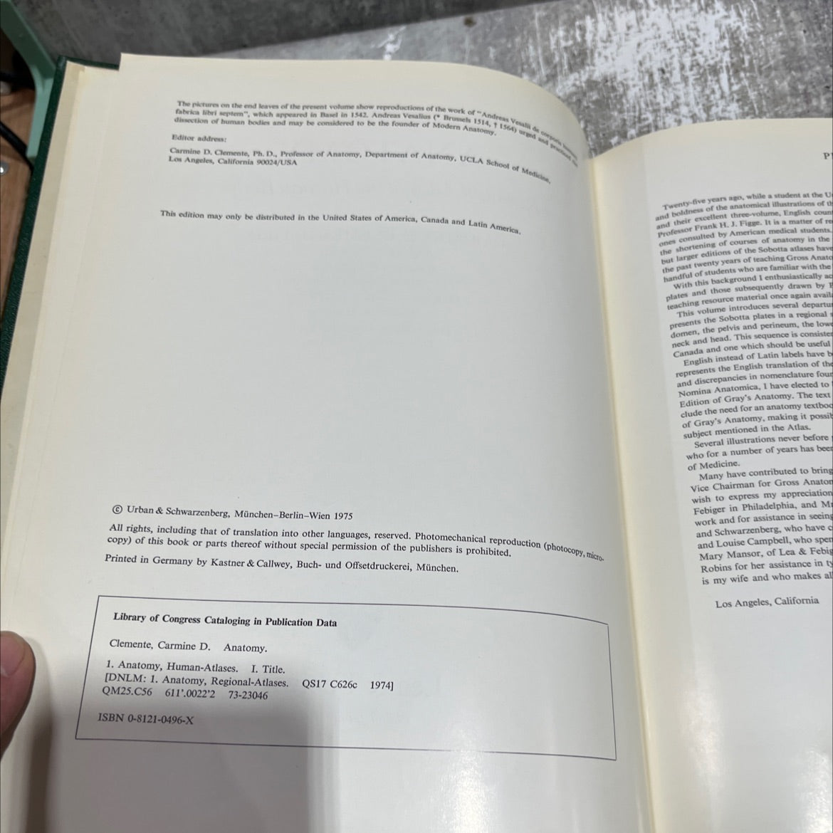 perl mugsleyf anatomy a regional atlas of the human body book, by carmine d. clemente, 1975 Hardcover image 3