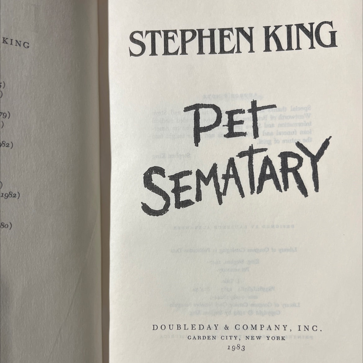 pet sematary book, by Stephen King, 1983 Hardcover image 2