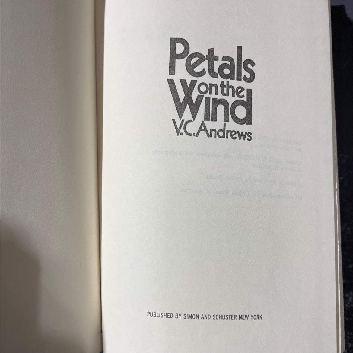 petals on the wind book, by Virginia Andrews, 1980 Hardcover image 2