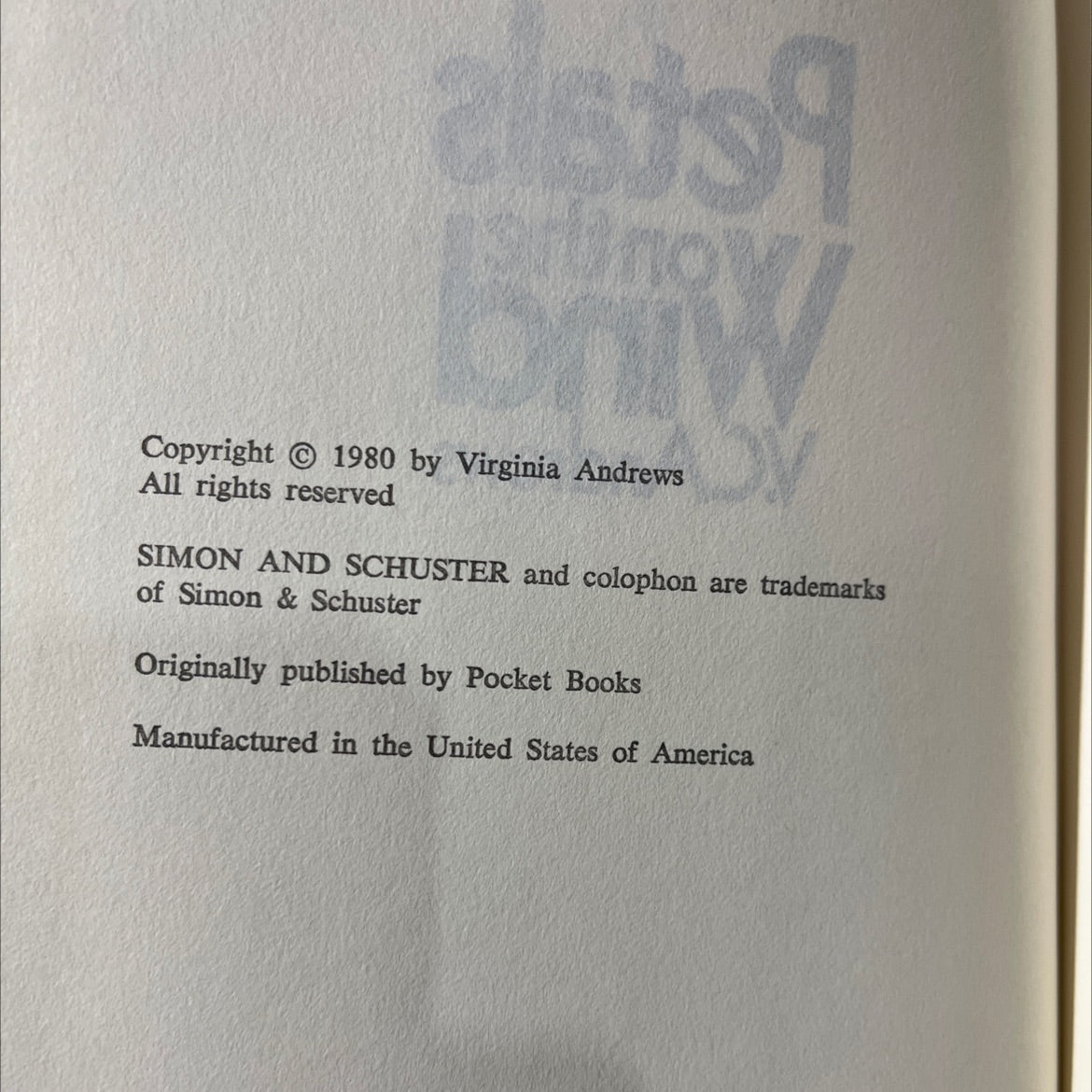 petals on the wind book, by Virginia Andrews, 1980 Hardcover image 3
