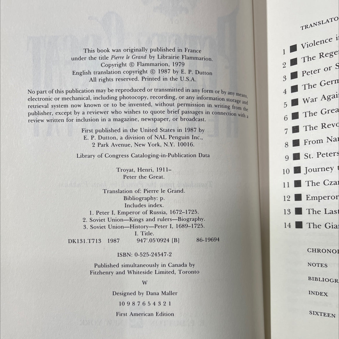peter the great book, by henri troyat, 1987 Hardcover image 3