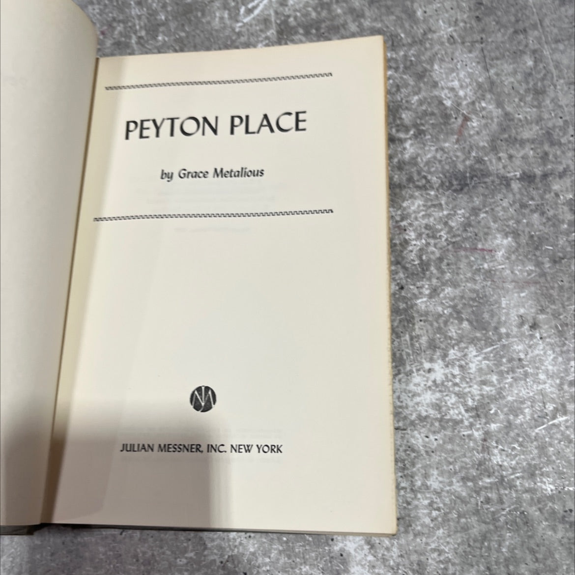 peyton place book, by grace metalious, 1957 Hardcover image 2