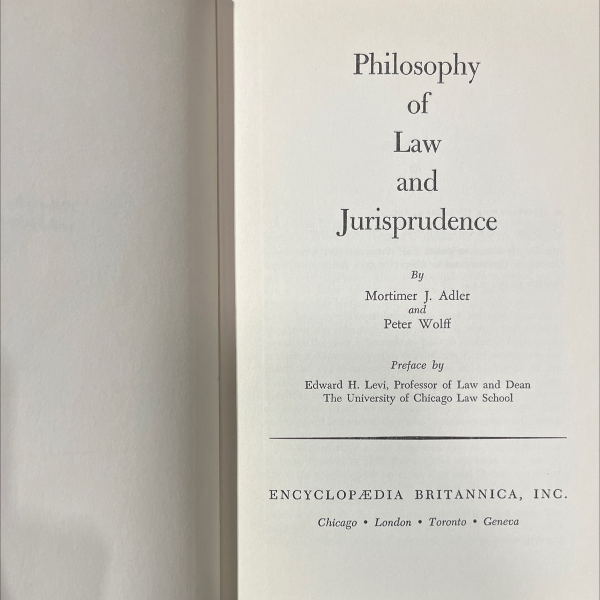 philosophy of law and jurisprudence book, by Mortimer J. Adler and Peter Wolff, 1961 Hardcover image 2