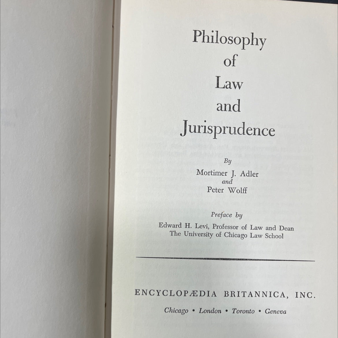 philosophy of law and jurisprudence book, by mortimer j. adler and peter wolff, 1961 Hardcover image 2