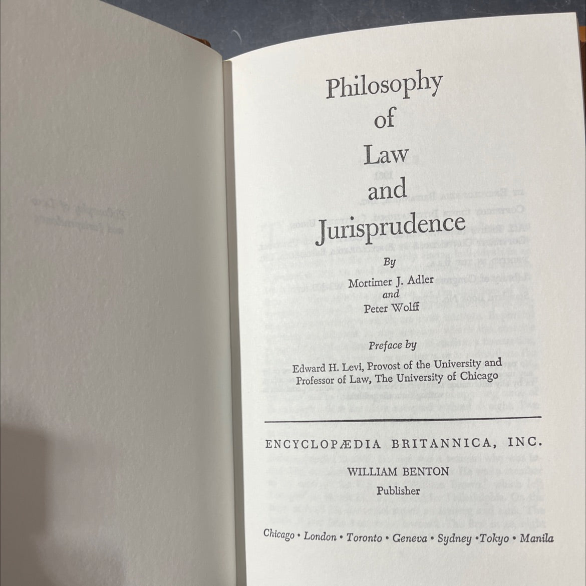 philosophy of law and jurisprudence book, by mortimer j. adler and peter wolff, 1961 Hardcover image 2