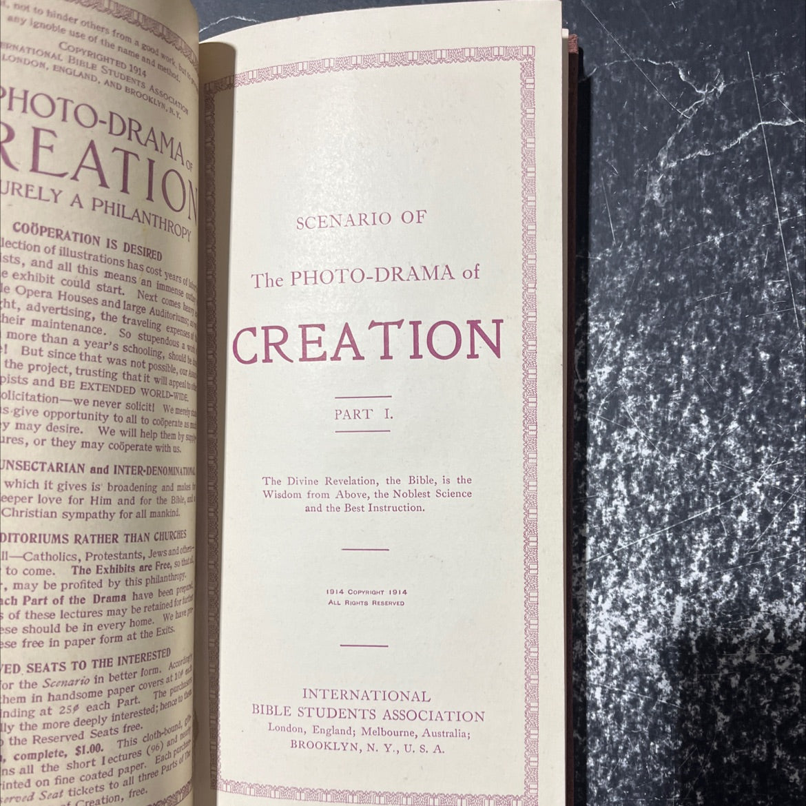 photo-drama of creation book, by international bible students association, 1914 Hardcover image 2