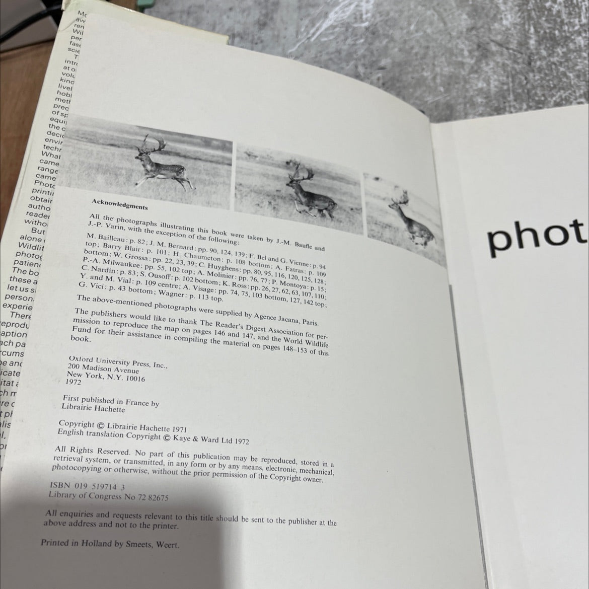 photographing wildlife book, by jean-marie baufle, jean-philippe varin, 1972 Hardcover image 3