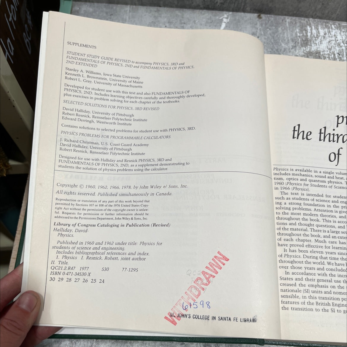 physics book, by david halliday, robert resnick, 1978 Leather image 3
